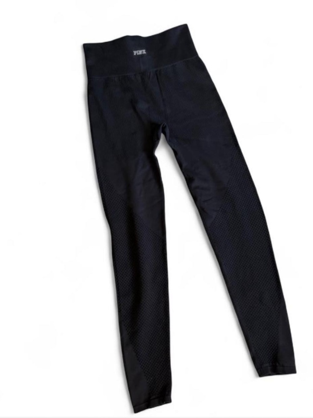Victoria Secrets PINK Black Ribbed Seamless Cool & Comfy Leggings